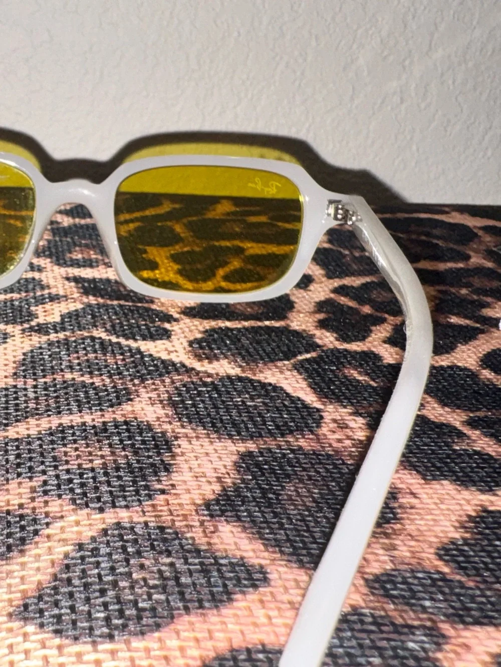 Ray-Ban White Frames with Yellow Lenses Sunglasses